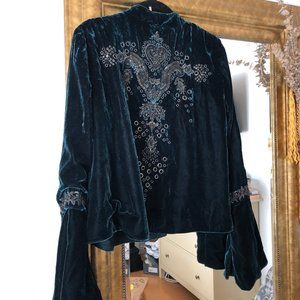 free people emerald green velvet jacket